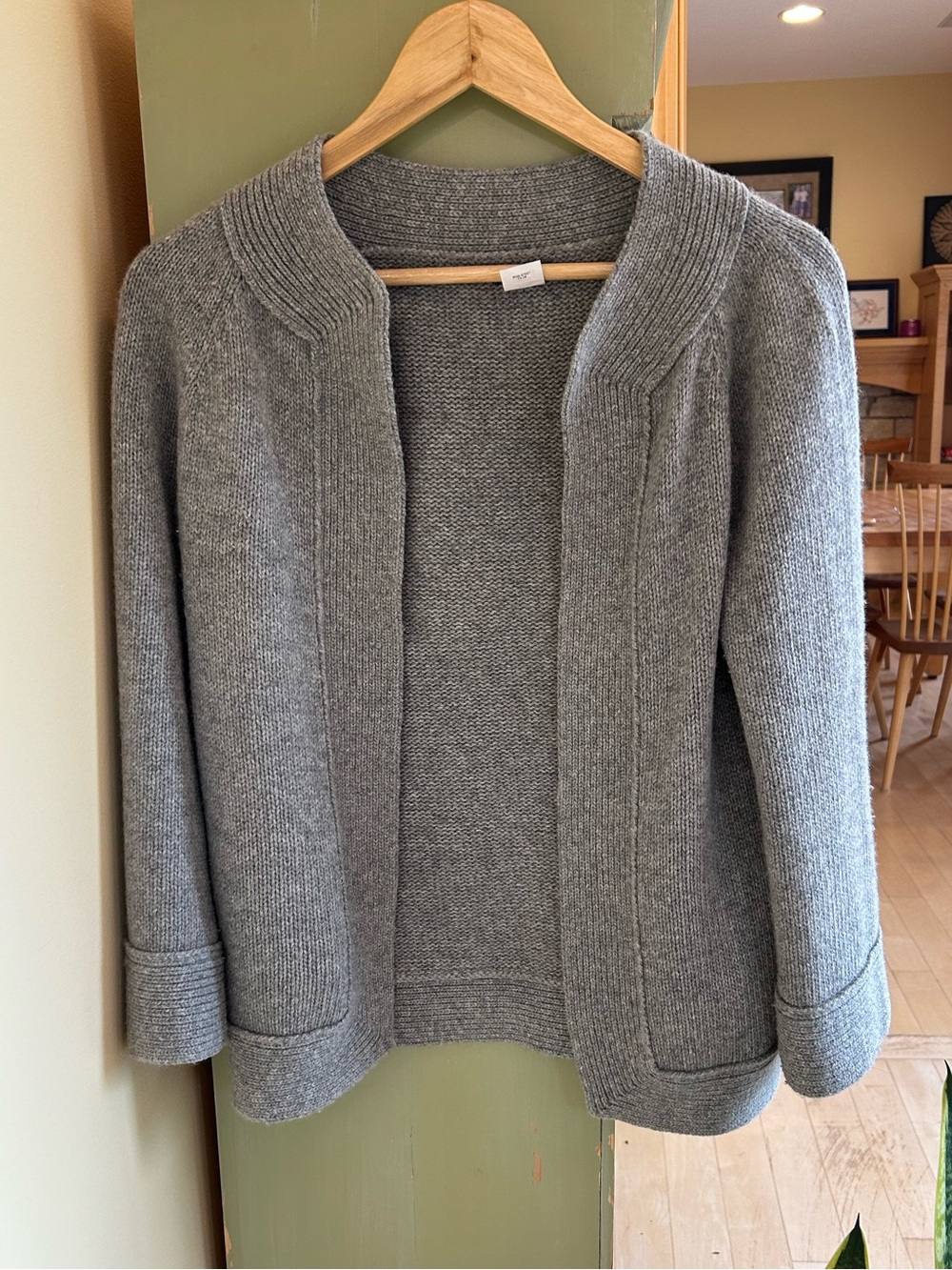 J. Crew Open Front Chunky Ribbed Cardigan Wool/Cashmere Heather Gray Medium - Picture 13 of 14